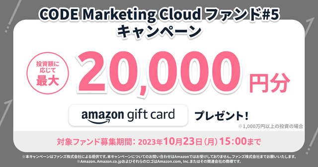 「CODE Marketing Cloud ファンド#5」キャンペーンのお知らせ